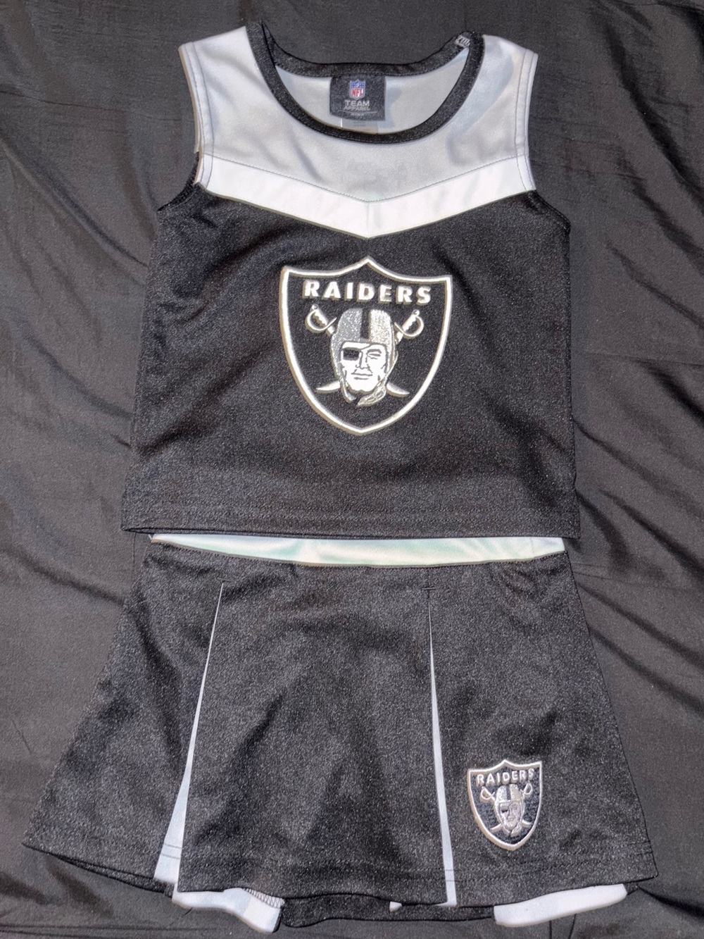NFL Black & White Raiders Girls Cheer Tank Top and Skirt Set